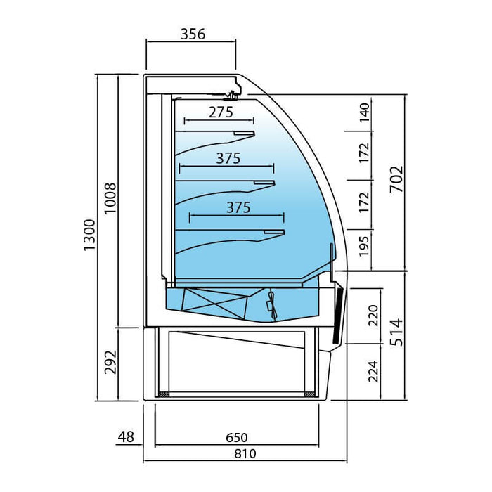 Vitrina expositora refrigerada autoservicio INFRICO VBR - SS Ambar - FrigeriaHosteleria.com