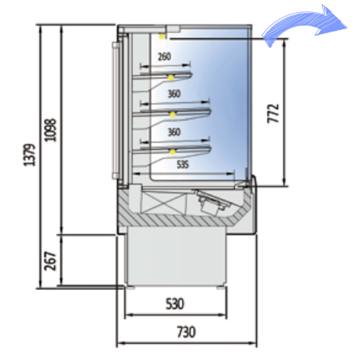 Vitrina refrigeración ventilada para pasteles cristal recto CORECO VSS-6-R
