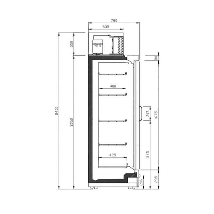 Vitrina mural congelación grupo en techo fondo 78 INFRICO MN2PBTUL1 - FrigeriaHosteleria.com