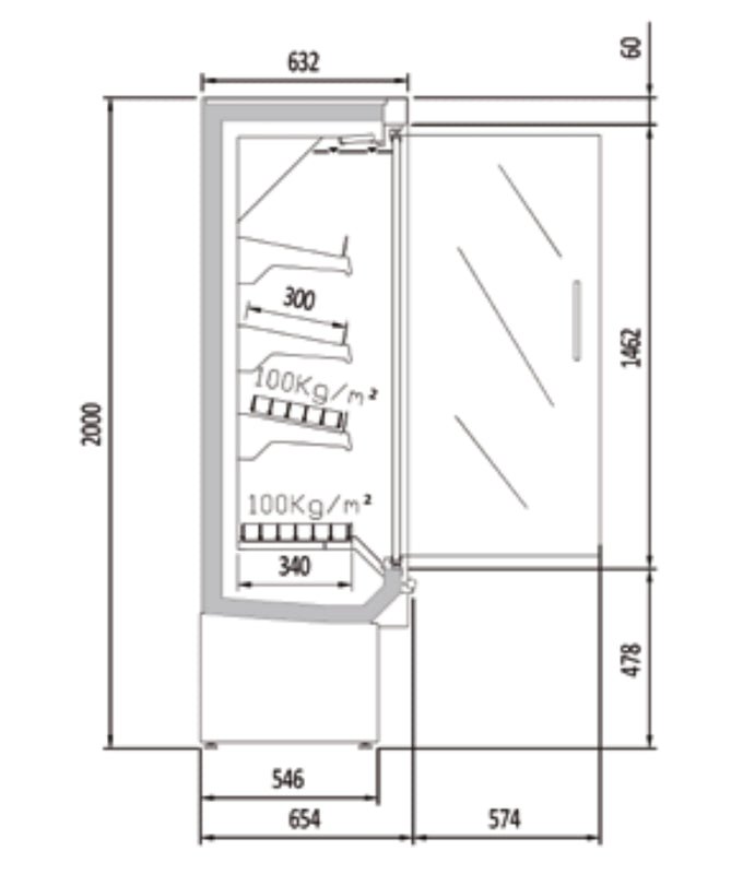 Vitrina mural refrigerado con puertas fondo 65 CORECO CDG0 H1 - FrigeriaHosteleria.com