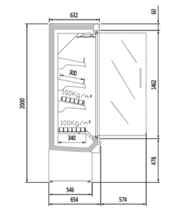 Vitrina mural refrigerado con puertas fondo 65 CORECO CDG0 H1 - FrigeriaHosteleria.com