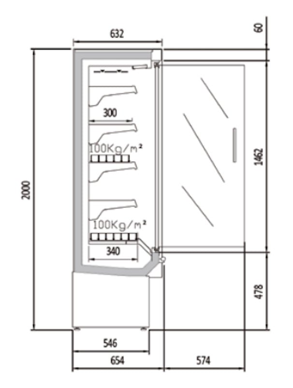Vitrina mural refrigerado con puertas fondo 65 CORECO CHDG0 M1 - FrigeriaHosteleria.com
