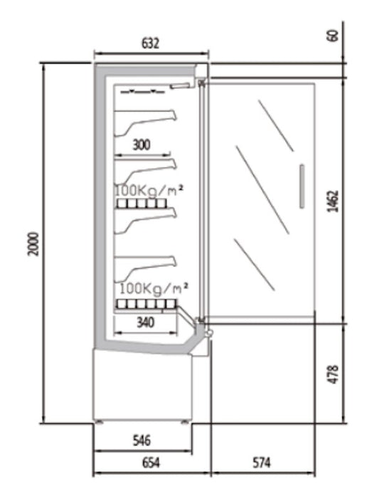 Vitrina mural refrigerado con puertas fondo 65 CORECO CHDG0 M1 - FrigeriaHosteleria.com