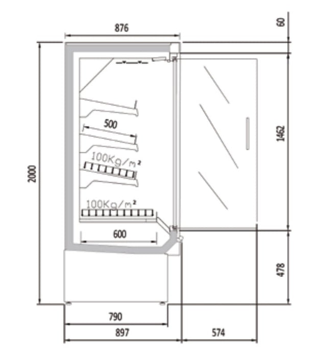 Vitrina mural refrigerado con puertas fondo 90 CORECO CDG3 H1 - FrigeriaHosteleria.com
