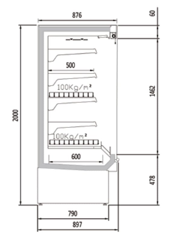 Vitrina mural refrigerado con puertas fondo 90 CORECO CDG3 M - FrigeriaHosteleria.com