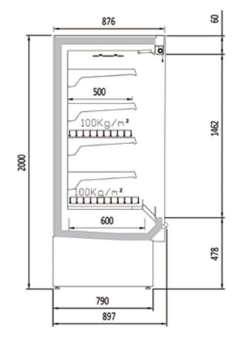 Vitrina mural refrigerado con puertas fondo 90 CORECO CDG3 M - FrigeriaHosteleria.com