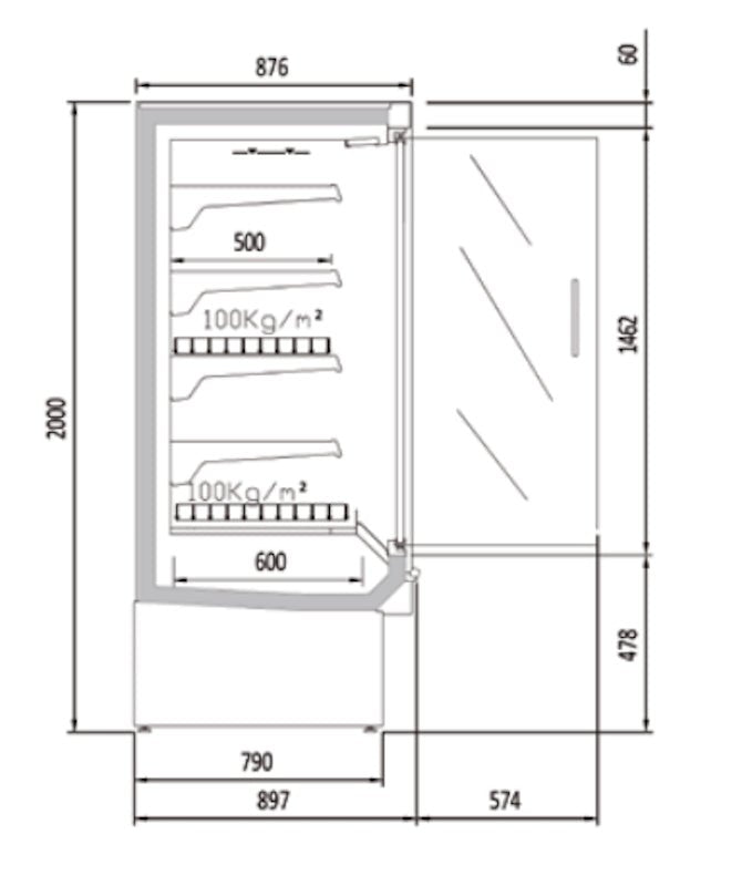 Vitrina mural refrigerado con puertas fondo 90 CORECO CHDG3 M1 - FrigeriaHosteleria.com