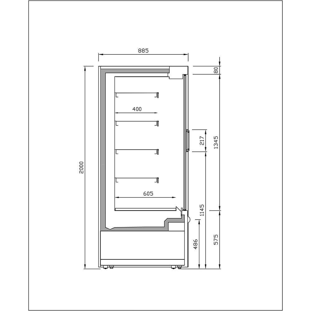 Vitrina mural refrigerado con puertas fondo 90 INFRICO ML - DCP - M2 - FrigeriaHosteleria.com