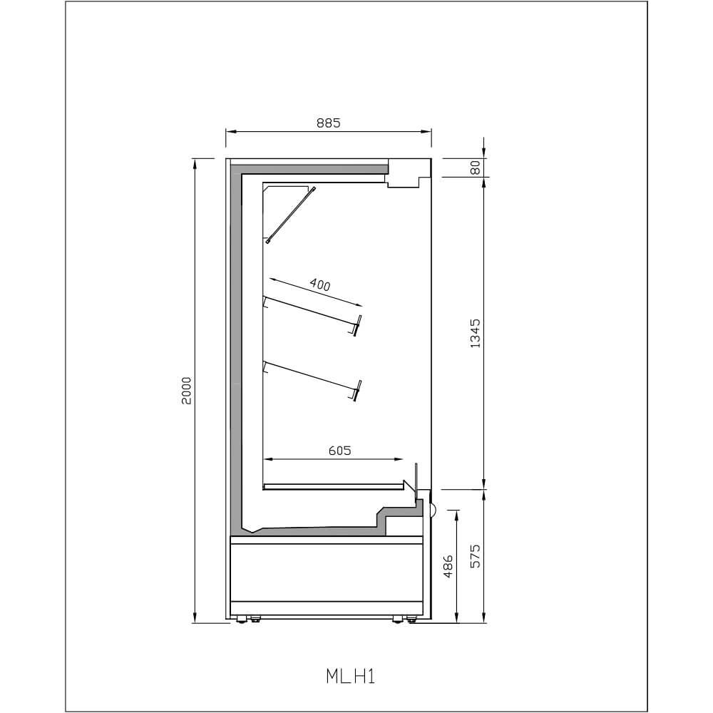 Vitrina mural refrigerado con puertas fondo 90 INFRICO ML - DCPC - H1 - FrigeriaHosteleria.com