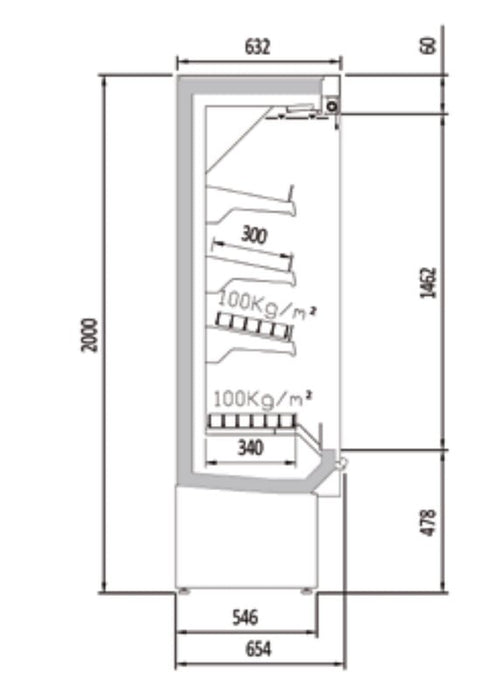 Vitrina mural refrigerado sin puertas fondo 65 CORECO CDS0 H1 - FrigeriaHosteleria.com