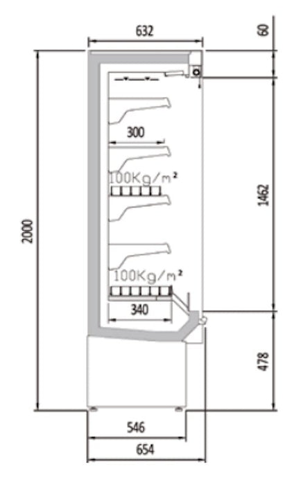 Vitrina mural refrigerado sin puertas fondo 65 CORECO CDS0 - M - FrigeriaHosteleria.com