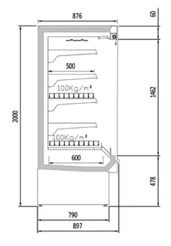 Vitrina mural refrigerado sin puertas fondo 90 CORECO CDS3 - M - FrigeriaHosteleria.com