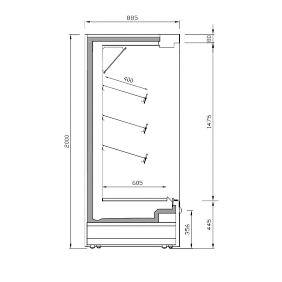 Vitrina mural refrigerado sin puertas INFRICO ML - PH1 - FrigeriaHosteleria.com