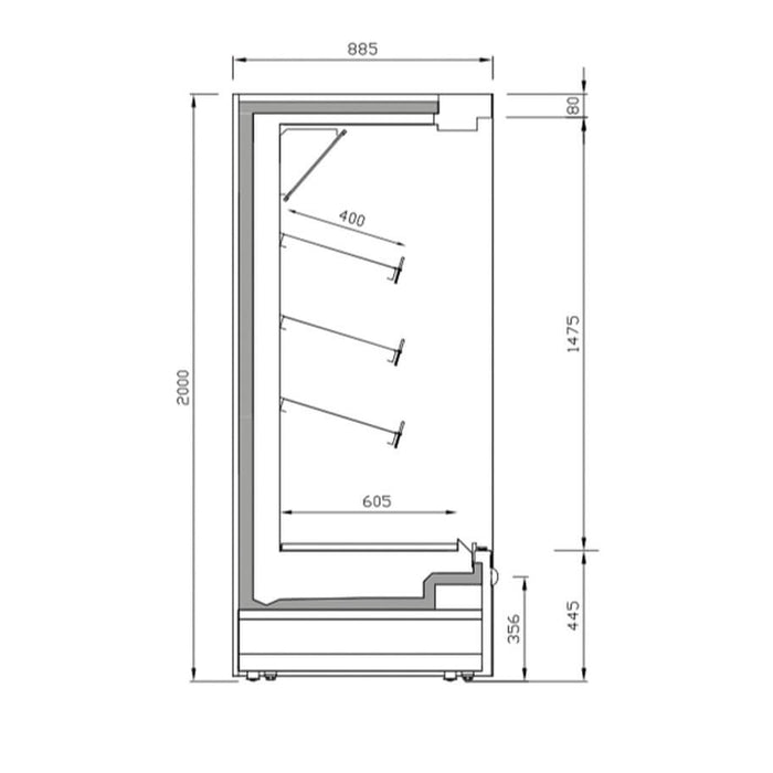 Vitrina mural refrigerado sin puertas INFRICO ML - PH1 - FrigeriaHosteleria.com