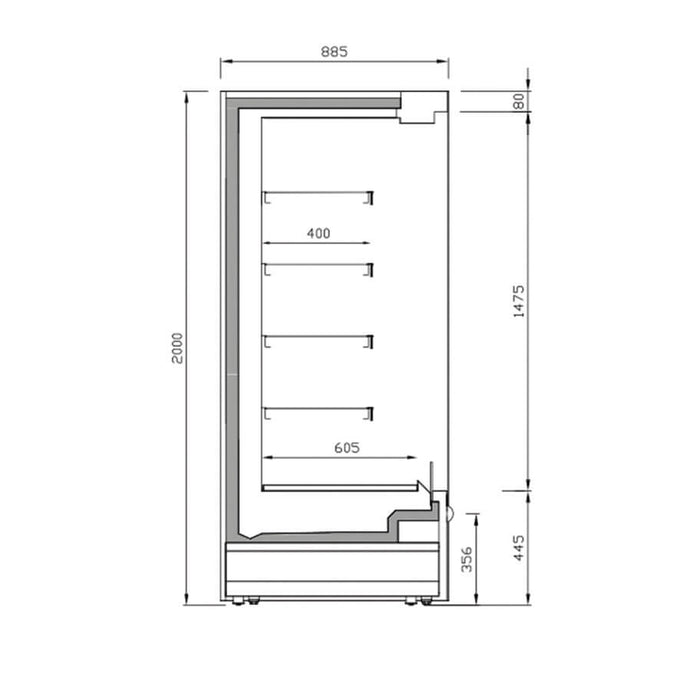 Vitrina mural refrigerado sin puertas INFRICO ML - PM1 - FrigeriaHosteleria.com
