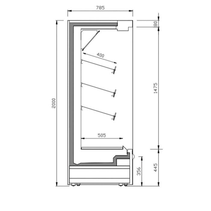 Vitrina mural refrigerado sin puertas INFRICO MN - PH1 - FrigeriaHosteleria.com