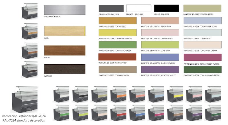 Vitrina pastelera refrigeración ventilada 2 estantes con reserva fondo 96 CORECO CVEP - 9 - RC - TF Delicatessen - FrigeriaHosteleria.com