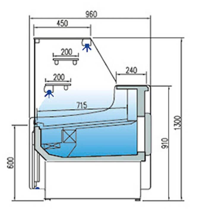 Vitrina pastelera refrigeración ventilada 2 estantes con reserva fondo 96 CORECO CVEP - 9 - RC - TF Delicatessen - FrigeriaHosteleria.com