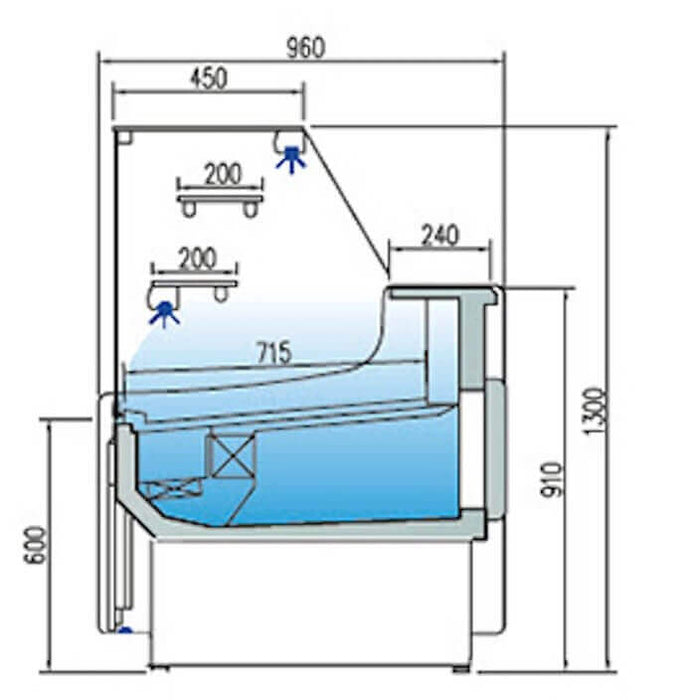 Vitrina pastelera refrigeración ventilada 2 estantes con reserva fondo 96 CORECO CVEP - 9 - RC - TF Delicatessen - FrigeriaHosteleria.com