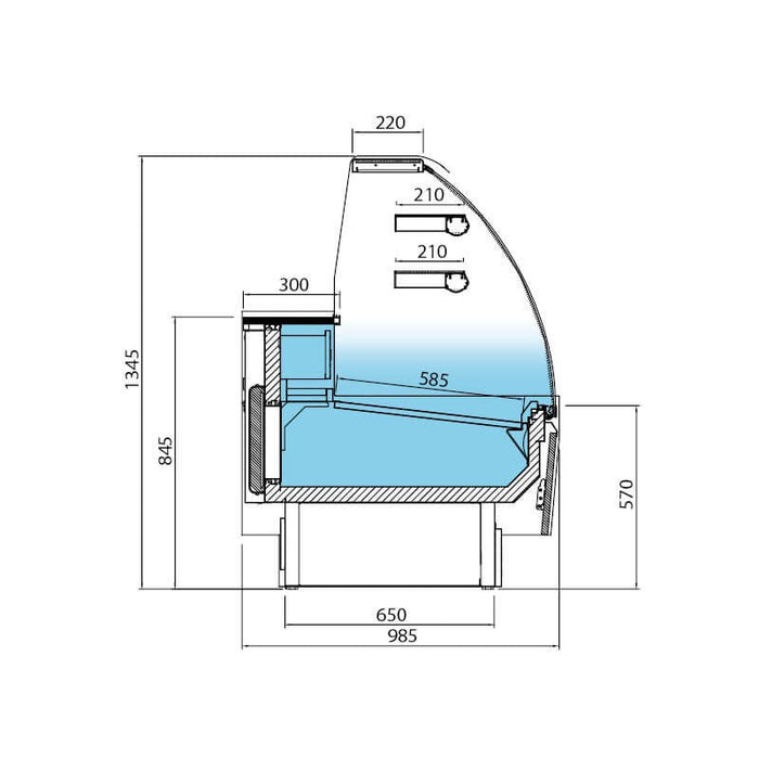 Vitrina pastelera refrigeración ventilada con reserva cristal curvo INFRICO VGL - C Glace - FrigeriaHosteleria.com