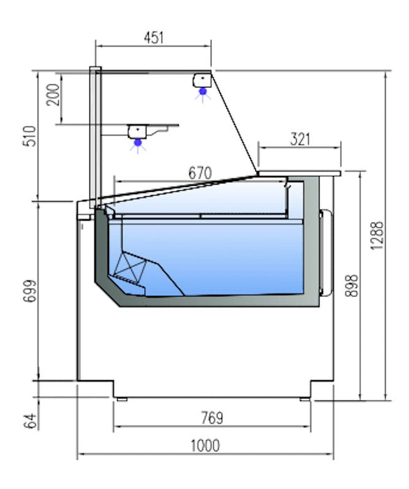 Vitrina pasteles refrigeración ventilada con estante y reserva cristal recto fondo 100 CORECO CVEGP - 10 - TF Delicatessen - FrigeriaHosteleria.com