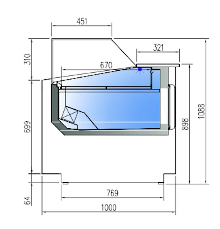 Vitrina pasteles refrigeración ventilada con reserva cristal recto bajo fondo 100 CORECO CVEG - 10 - TF Delicatessen - FrigeriaHosteleria.com