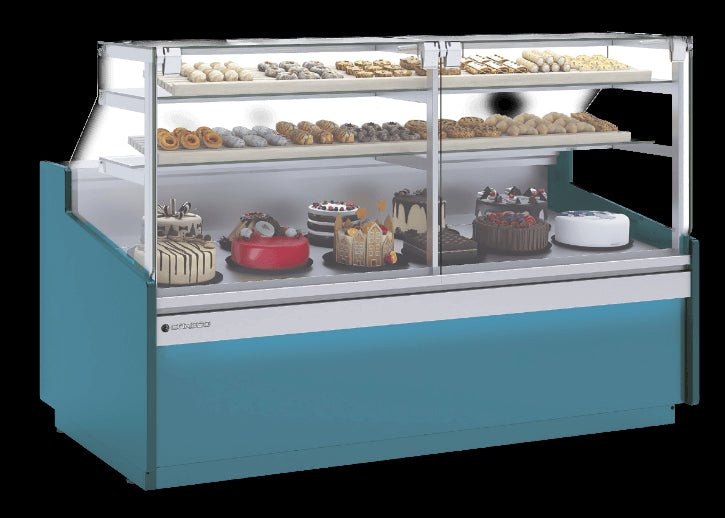 Vitrina pasteles refrigeración ventilada con reserva fondo 110 CORECO CVEPR - 10E - RC - TF Delicatessen - FrigeriaHosteleria.com