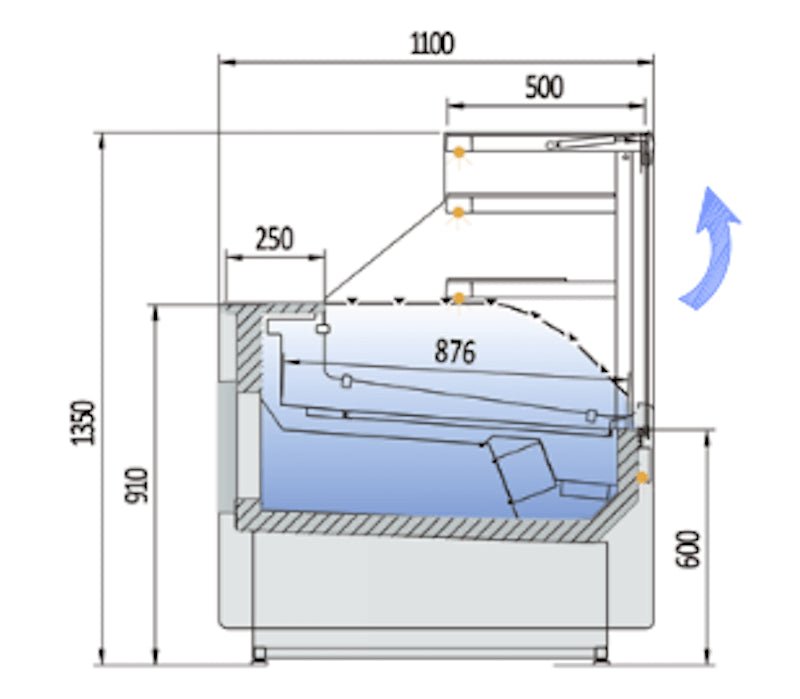 Vitrina pasteles refrigeración ventilada con reserva fondo 110 CORECO CVEPR - 10E - RC - TF Delicatessen - FrigeriaHosteleria.com