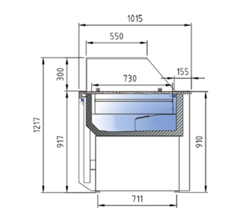 Vitrina pasteles refrigeración ventilada cristal recto bajo fondo 102 CORECO CVER - 10 - TF Delicatessen - FrigeriaHosteleria.com