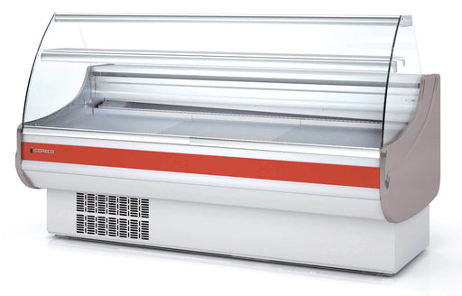 Vitrina refrigeración estática con reserva cristal curvo fondo 80 CORECO CVE - 8 - C - FrigeriaHosteleria.com