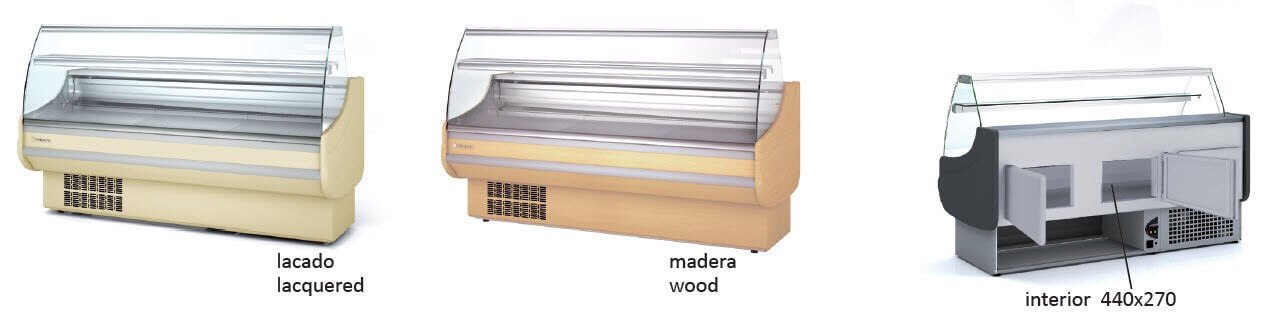 Vitrina refrigeración estática con reserva cristal curvo fondo 80 CORECO CVE - 8 - C - FrigeriaHosteleria.com