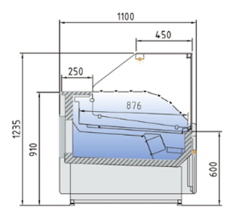 Vitrina refrigeración ventilada con reserva cristal recto fondo 110 CORECO CVE - 10 - RC - TF Delicatessen - FrigeriaHosteleria.com
