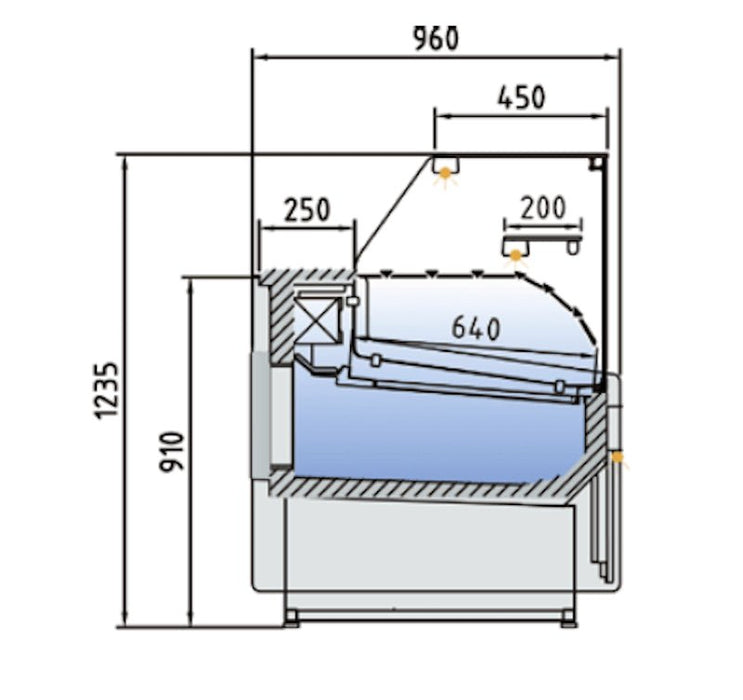 Vitrina refrigeración ventilada con reserva cristal recto fondo 96 CORECO CVE - 9 - RC - TF Delicatessen - FrigeriaHosteleria.com