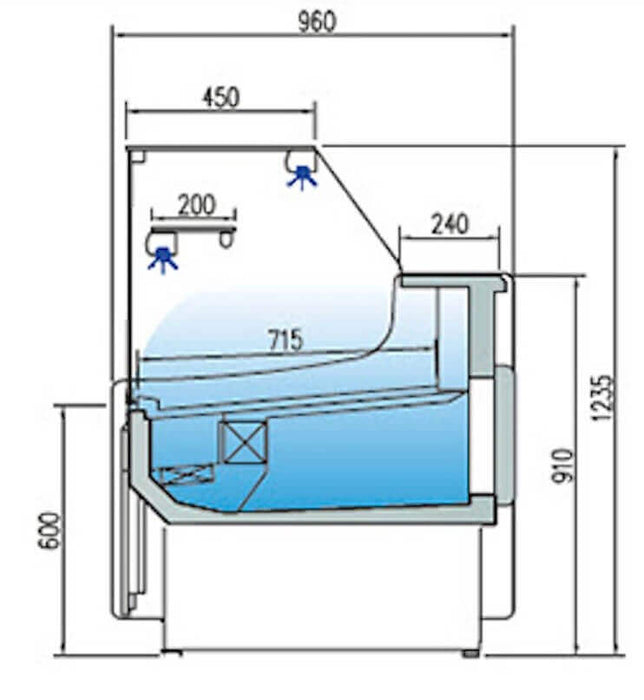 Vitrina refrigeración ventilada con reserva cristal recto fondo 96 CORECO CVE - 9 - RC - TF Delicatessen - FrigeriaHosteleria.com