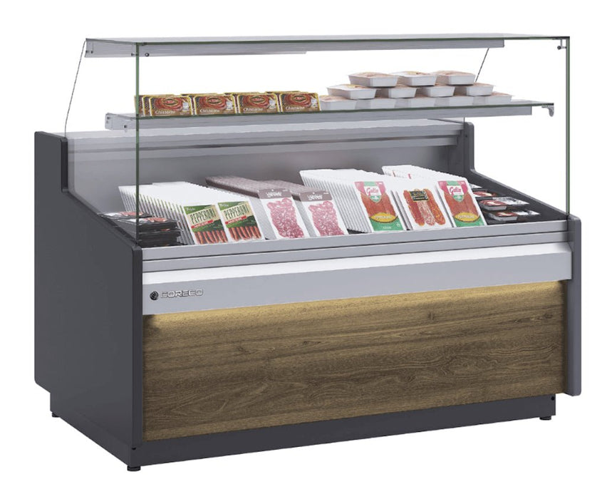 Vitrina refrigeración ventilada con reserva cristal recto fondo 96 CORECO CVE - 9 - RC - TF Delicatessen - FrigeriaHosteleria.com