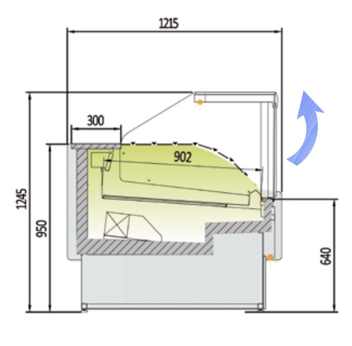 Vitrina refrigeración ventilada cristal recto fondo 122 CORECO CVES - 12 - RR - TF - FrigeriaHosteleria.com