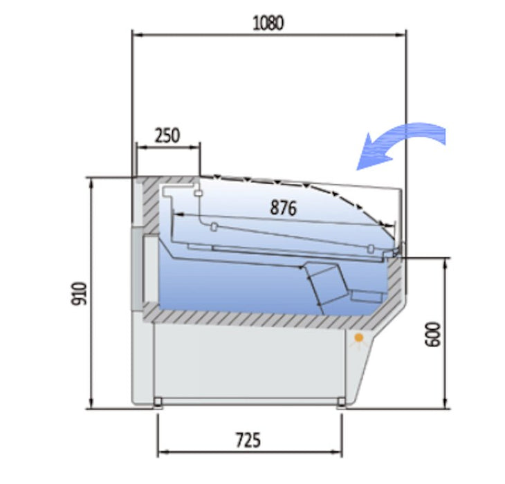 Vitrina refrigerada autoservicio con reserva fondo 108 CORECO CVEA - 10 - TF - FrigeriaHosteleria.com
