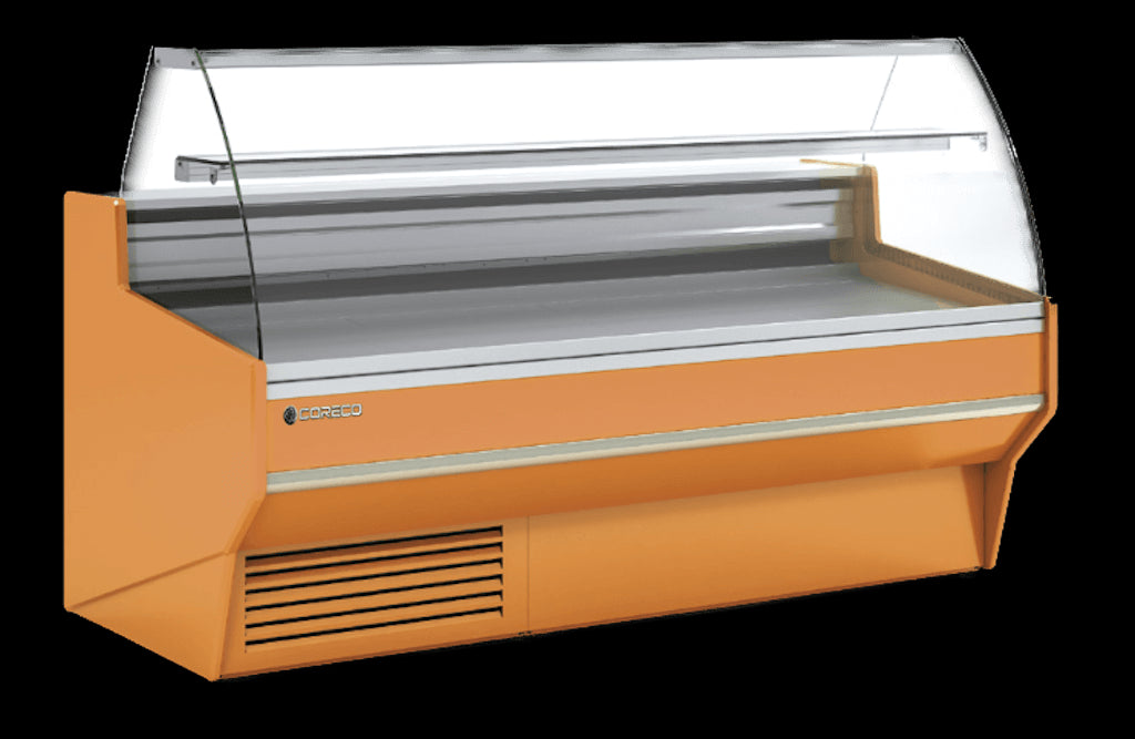 Vitrina refrigeración ventilada con reserva cristal curvo fondo 94 CORECO CVE-9-C-TF