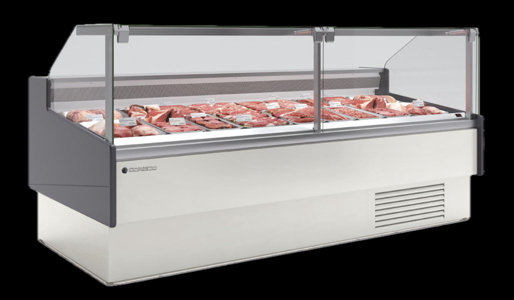 Vitrina refrigerada cristal recto con reserva fondo 122 CORECO CVE-12-RR-TF