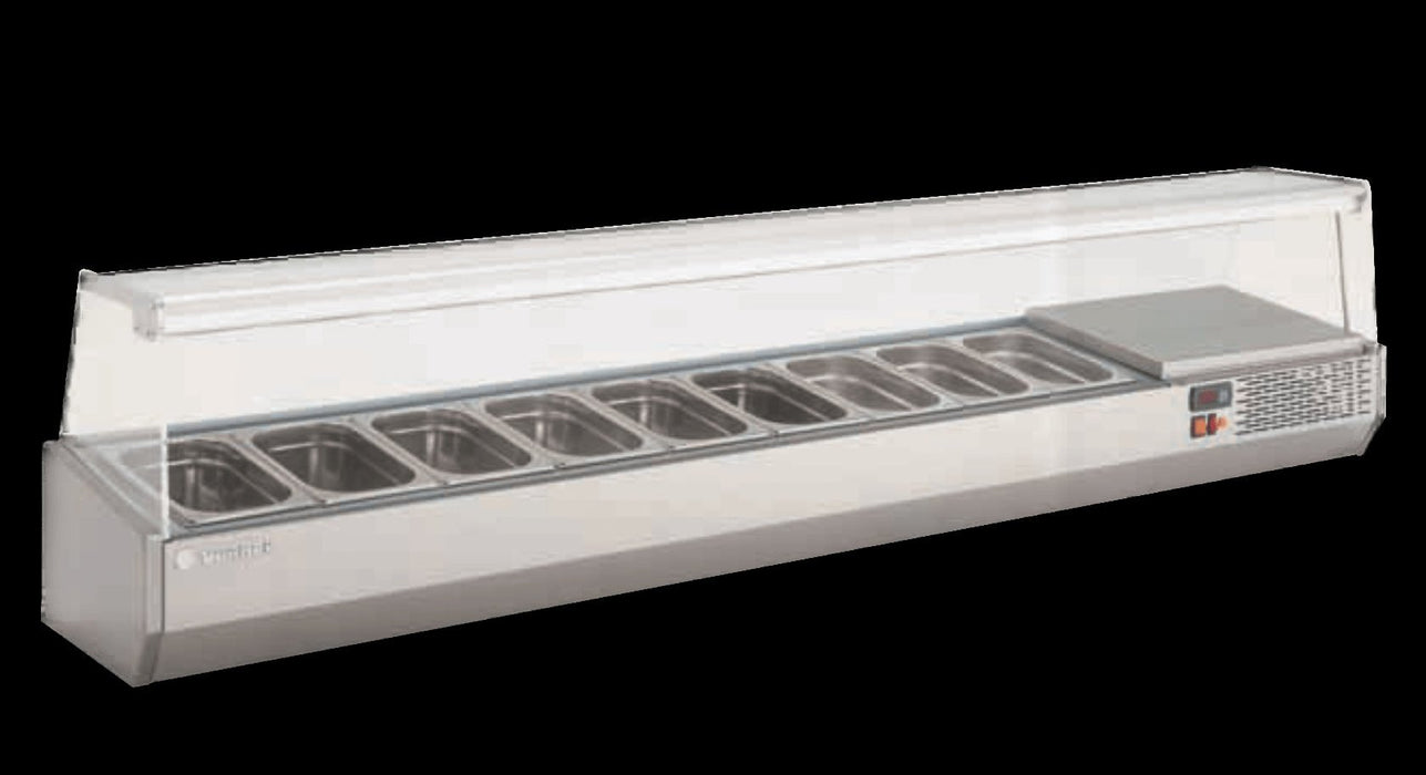 Vitrina refrigerada de ingredientes con cúpula cristal para cubetas 1/4 CORECO EI - 1/4 - FrigeriaHosteleria.com