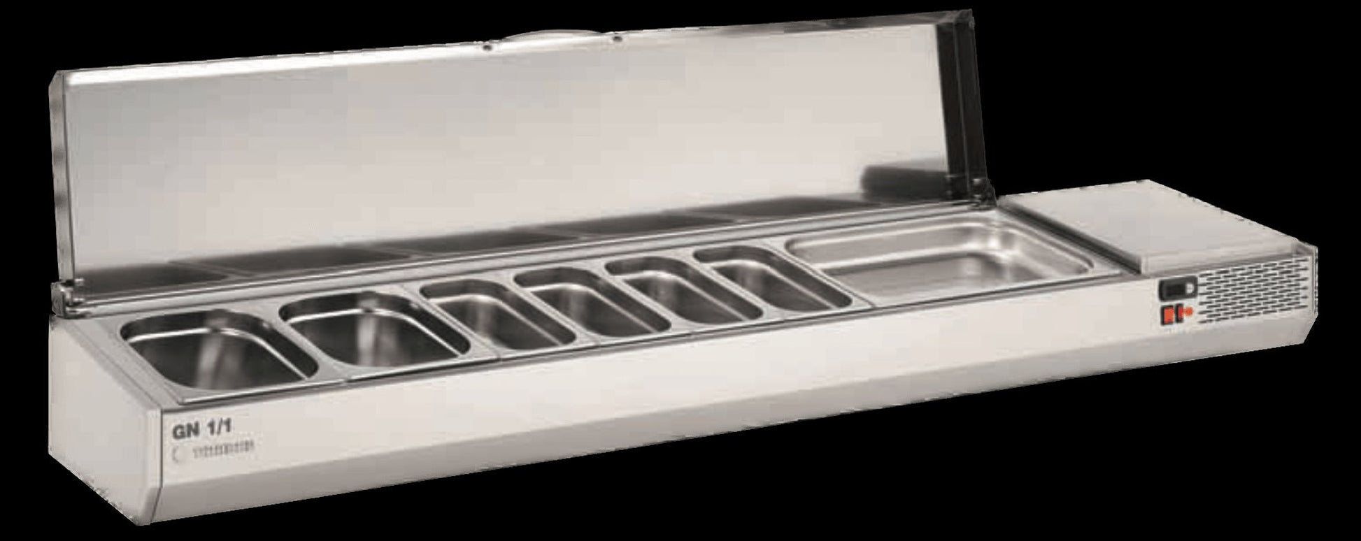 Vitrina refrigerada de ingredientes con tapa para cubetas 1/3 CORECO EI - 1/3 - T - FrigeriaHosteleria.com