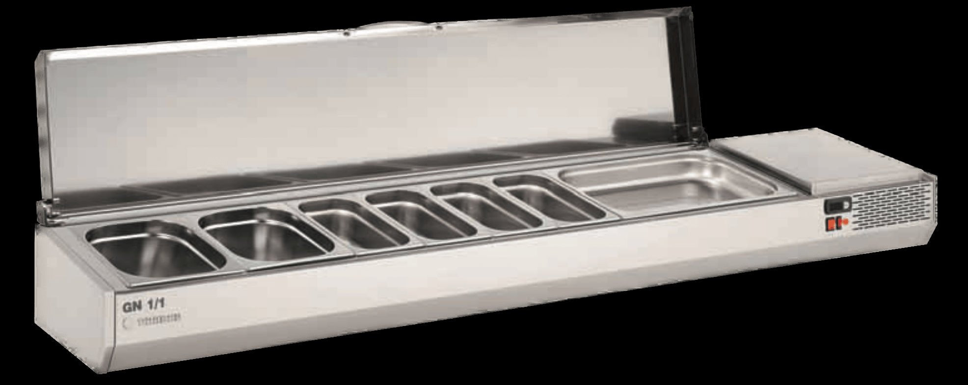 Vitrina refrigerada de ingredientes con tapa para cubetas 1/3 CORECO EI - 1/3 - T - FrigeriaHosteleria.com