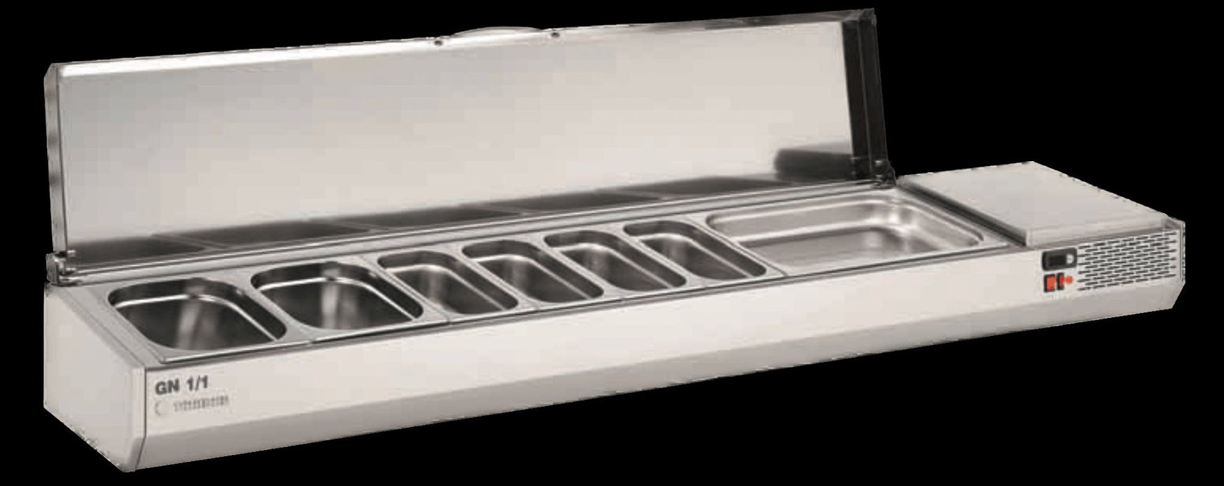 Vitrina refrigerada de ingredientes con tapa para cubetas 1/3 CORECO EI - 1/3 - T - FrigeriaHosteleria.com