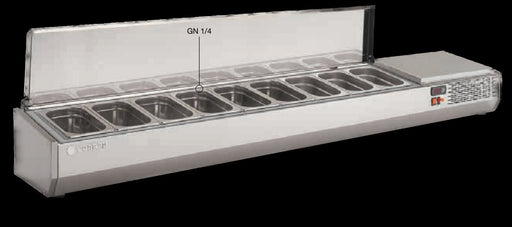Vitrina refrigerada de ingredientes con tapa para cubetas 1/4 CORECO EI - 1/4 - T - FrigeriaHosteleria.com