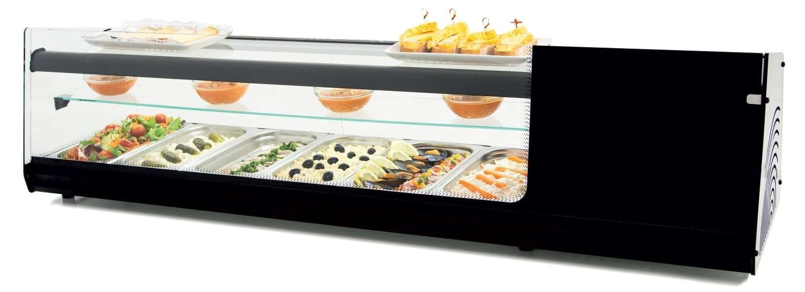 Vitrina refrigerada de tapas triple piso 8 bandejas GN1/3 ancho 181 8VTG TRIPLE - NE - FrigeriaHosteleria.com