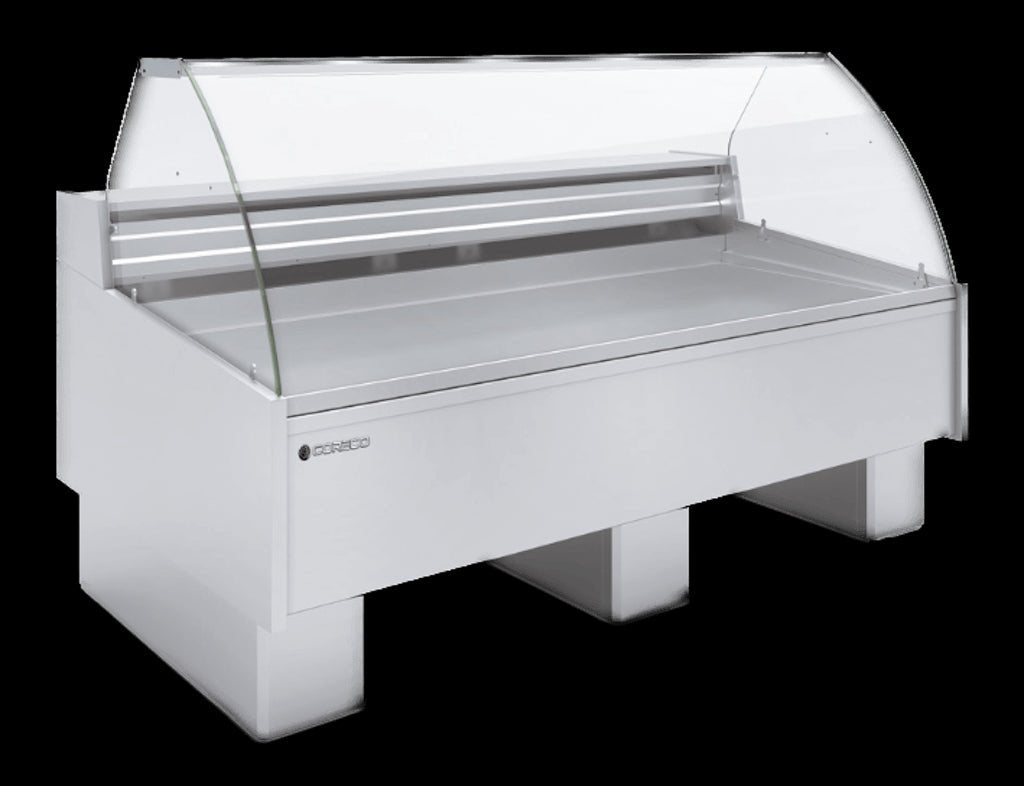 Vitrina refrigerada especial pescado cristal curvo fondo 93 CORECO CVES - 9 - C - P - EF - FrigeriaHosteleria.com
