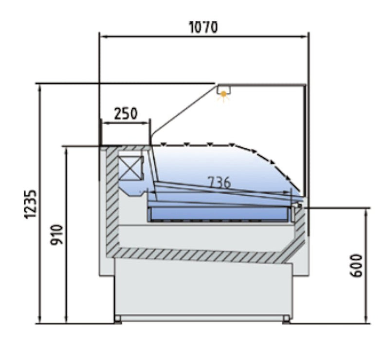 Vitrina refrigerada especial pescado cristal recto fondo 107 CORECO CVES - 10 - RR - P - EF - FrigeriaHosteleria.com