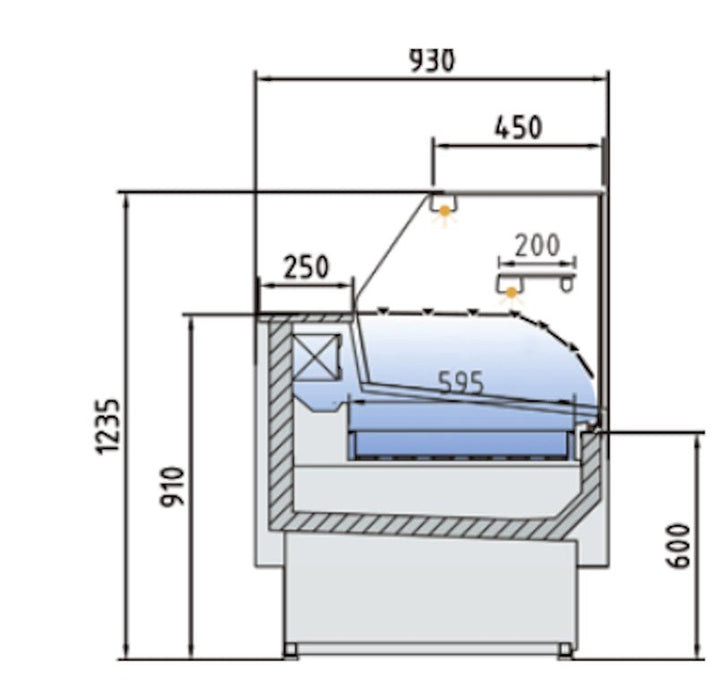 Vitrina refrigerada especial pescado cristal recto fondo 93 CORECO CVES - 9 - RR - P - EF - FrigeriaHosteleria.com