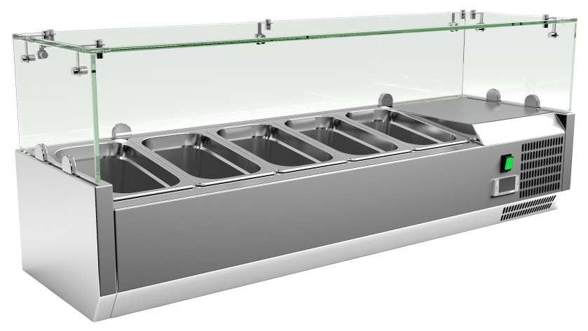 Vitrina refrigerada ingredientes 5 cubetas GN1/4 ancho 120 VRX1200330FG - FrigeriaHosteleria.com