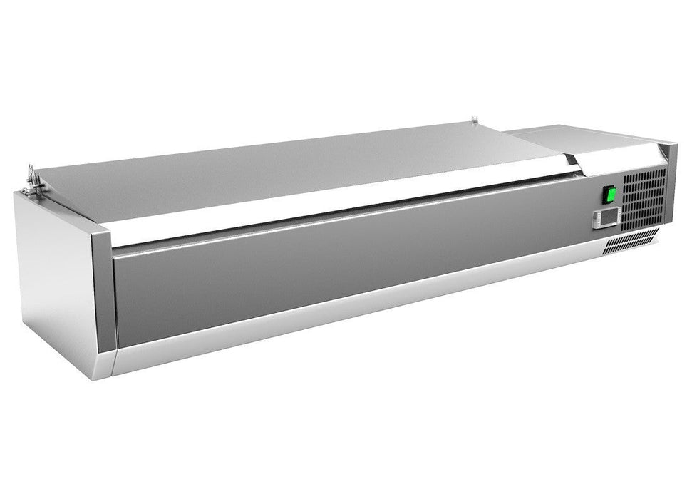 Vitrina refrigerada ingredientes 6 cubetas GN1/4 con tapa ancho 140 VRX1400330SL - FrigeriaHosteleria.com